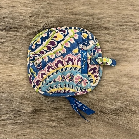 VERA BRADLEY Capri Blue Travel Jewlery Case Green Purple Paisley Semi-Circle - Picture 9 of 11